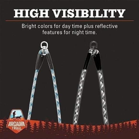 Arcadia Trail‎ Reflective Paracord Dog Leash Coupler Pink Silver Walking Hiking - Picture 2 of 5